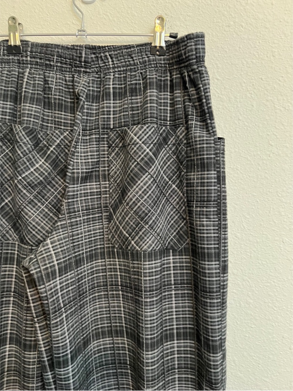 #770 Free People Nice Choice Pull On Plaid Pants Up Pants Midnight Combo Small - Picture 9 of 13